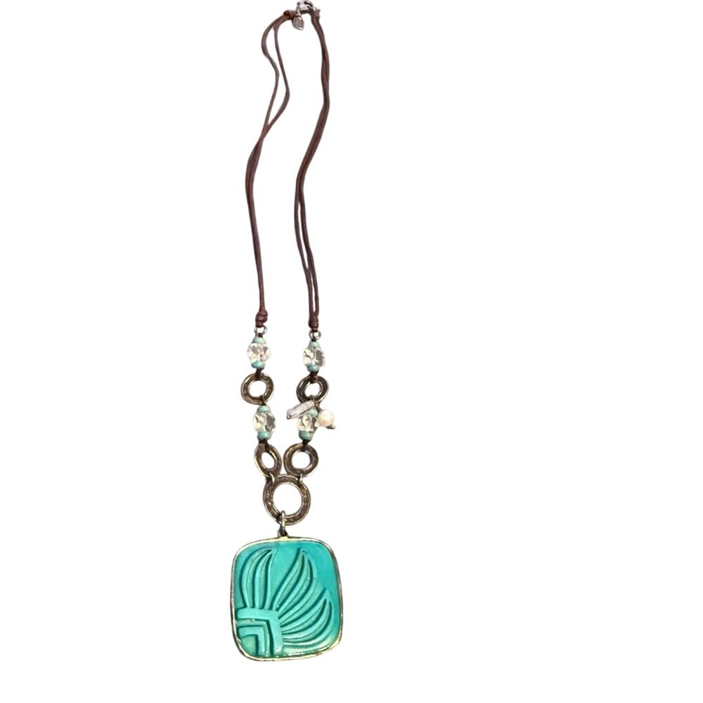 Silpada  Howlite Pendant Beaded Leather Necklace